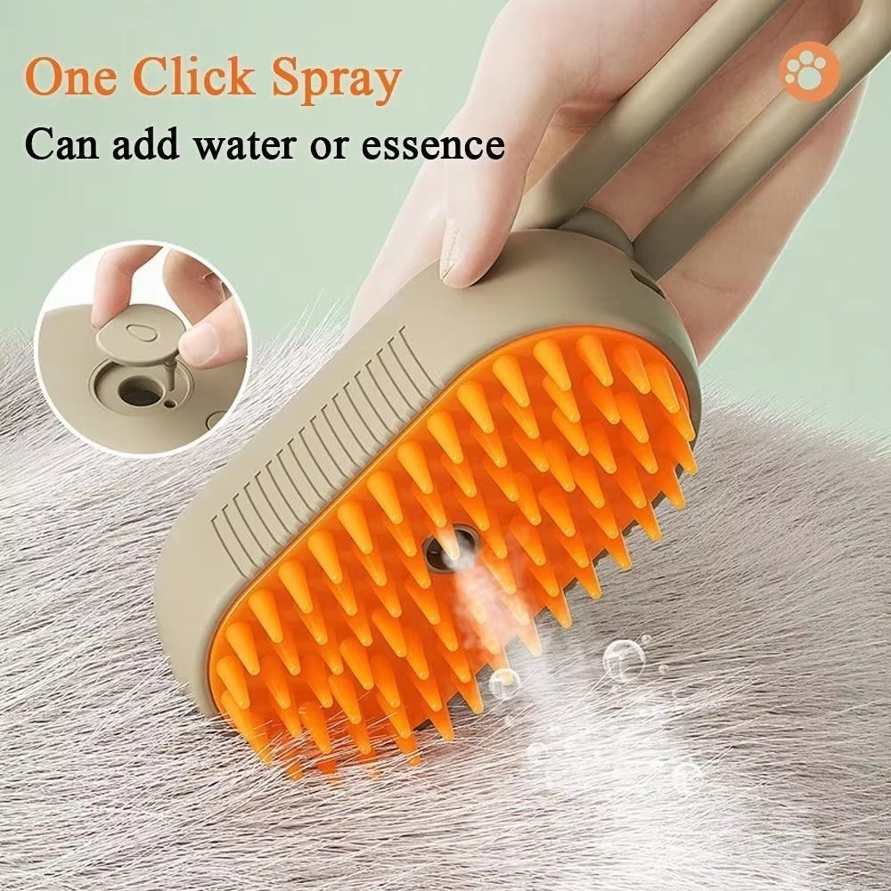 Escova a Vapor Para Gatos Cães 3 Em 1 Escovas Elétricas De Pêlos Pentes De Massagem Animais De Estimação Remoção